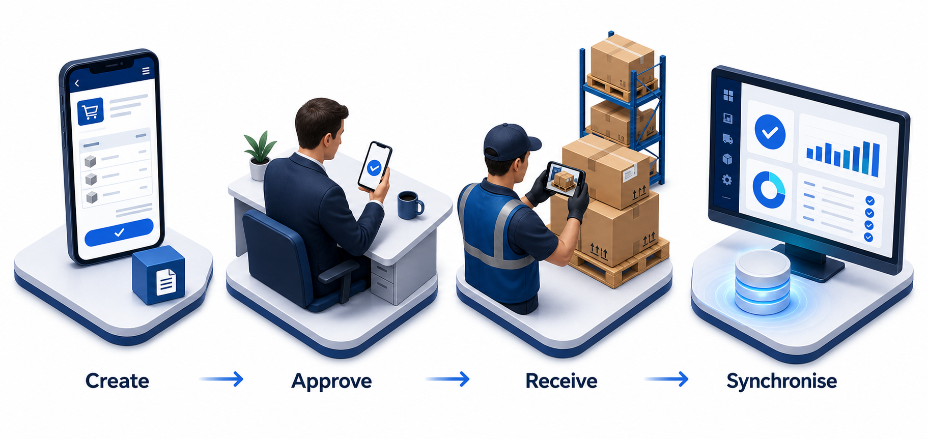 Microsoft Dynamics 365 Business Central In Perth Mobile procurement workflow: create, approve, receive and synchronise